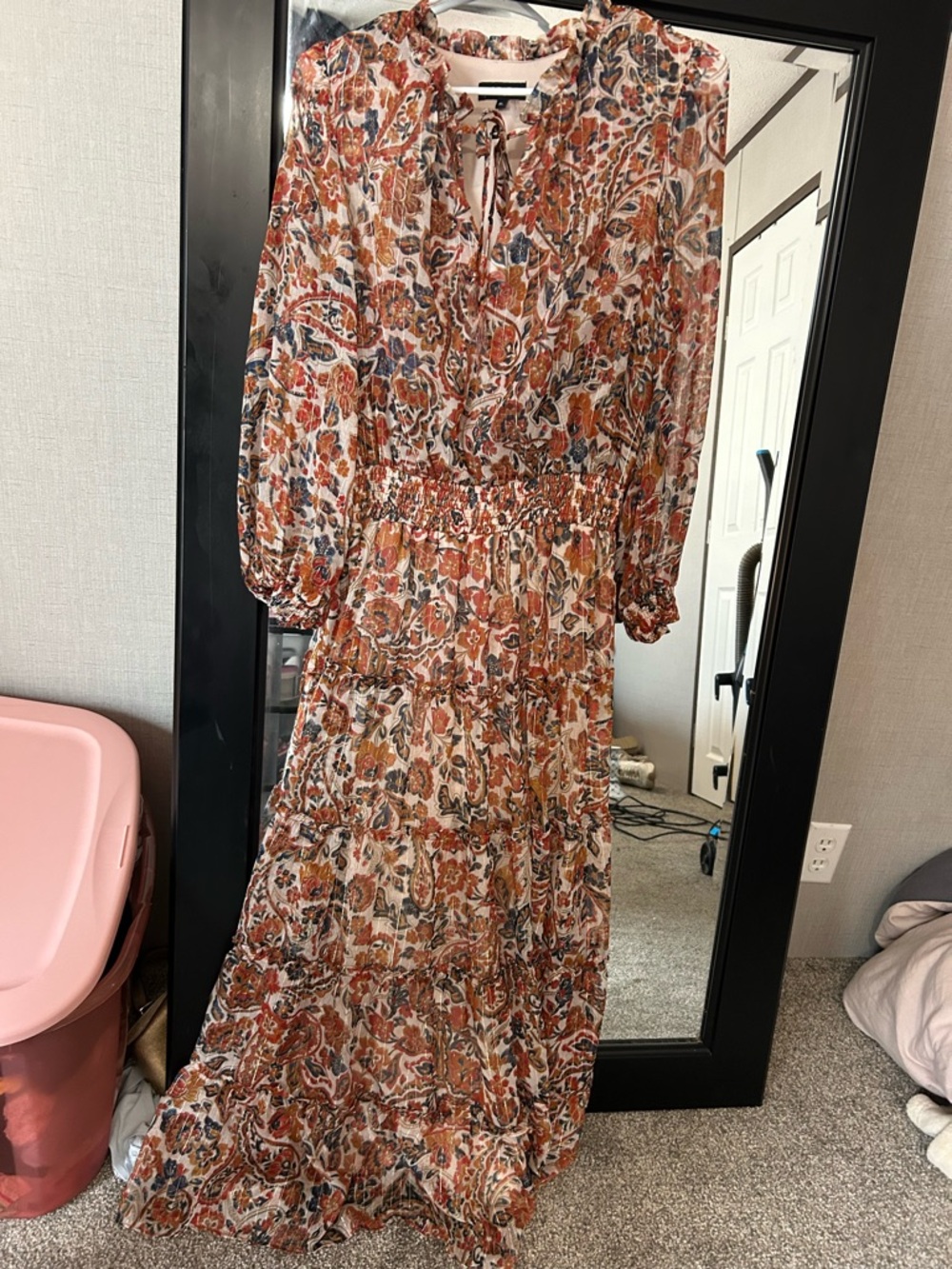 1. State Rust Multicolor Floral Tiered Maxi Dress